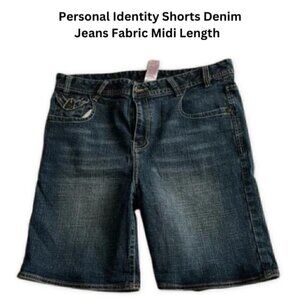 Personal Identity Shorts Denim Jeans Fabric Midi Length Medium Wash Women's 14
